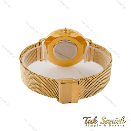 ساعت دنیل ولینگتون مردانه بند حصیری طلایی صفحه مشکی DW-5278-G
