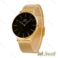 ساعت دنیل ولینگتون مردانه بند حصیری طلایی صفحه مشکی DW-5278-G