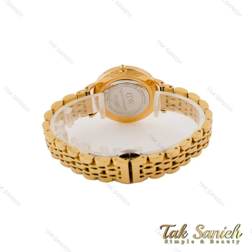 ساعت دنیل ولینگتون زنانه طلایی صفحه مشکی مدیوم DW-5291-L