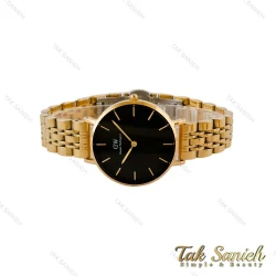 ساعت دنیل ولینگتون زنانه طلایی صفحه مشکی مدیوم DW-5291-L