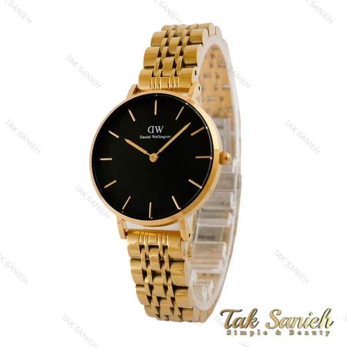 ساعت دنیل ولینگتون زنانه طلایی صفحه مشکی مدیوم DW-5291-L
