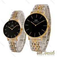 ساعت ست دنیل ولینگتون دورنگ طلایی صفحه مشکی DW-5298-S