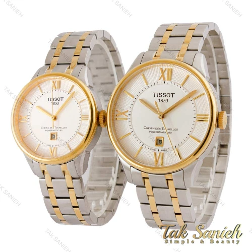 ساعت تیسوت ست دورنگ طلایی صفحه سفید Tissot-5310-S