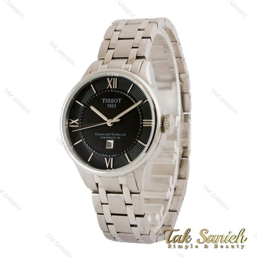 ساعت تیسوت زنانه نقره ای صفحه مشکی Tissot-5311-L