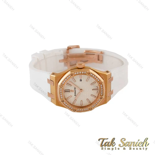 ساعت AP زنانه دورنگین بند سفید AP-5313-L