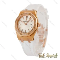 ساعت AP زنانه دورنگین بند سفید AP-5313-L