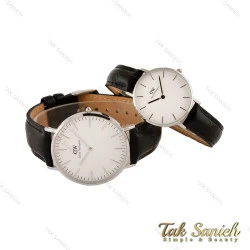 ساعت دنیل ولینگتون ست بند چرم مشکی صفحه سفید DW-5320-S