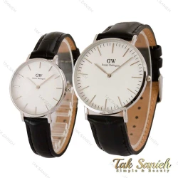 ساعت دنیل ولینگتون ست بند چرم مشکی صفحه سفید DW-5320-S