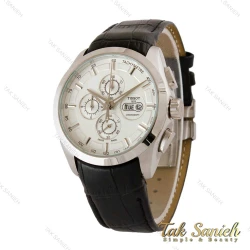 ساعت تیسوت مردانه سه موتوره سیلور بند چرم مشکی Tissot-5334-G