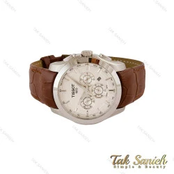 ساعت تیسوت مردانه سه موتوره بند چرم قهوه ای قاب سیلور Tissot-5335-G
