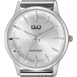 ساعت کیو اند کیو زنانه نقره ای بندحصیری QQ-4613-L