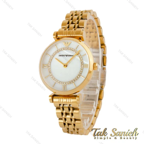 ساعت امپریو آرمانی زنانه طلایی صفحه سفید Armani-5338-L
