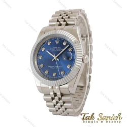 ساعت رولکس مردانه دیت جاست 2 سیلور صفحه آبی ایندکس نگین Rolex-5359-G