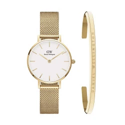 ست ساعت و دستبند دنیل ولینگتون زنانه حصیری طلایی DW-5374-LS