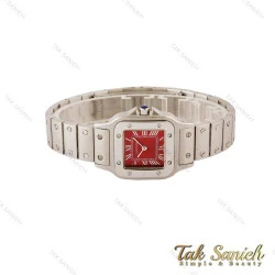 ساعت کارتیه سانتوس زنانه سیلور صفحه قرمز Cartier-5392-L