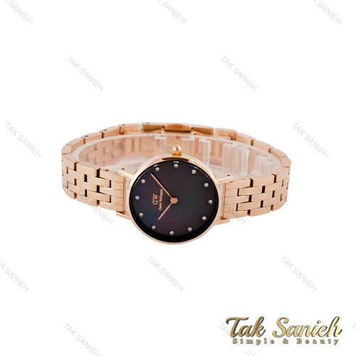 ساعت زنانه DW بند فلزی رزگلد صفحه مشکی DW-5411-L