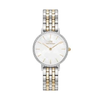 ساعت دنیل ولینگتون زنانه دورنگ طلایی گرد نگین دار DW-5416-L