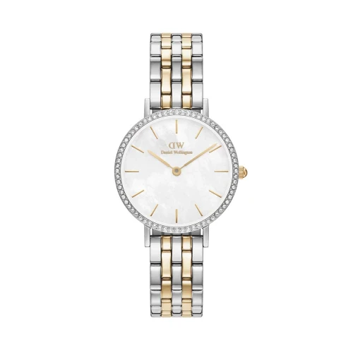 ساعت دنیل ولینگتون زنانه دورنگ طلایی گرد نگین دار DW-5416-L