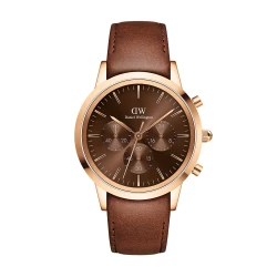 ساعت دنیل ولینگتون مردانه سه موتوره بند چرم قهوه ای DW-5422-G