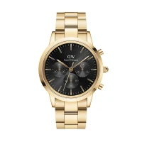 ساعت دنیل ولینگتون مردانه سه موتوره طلایی صفحه مشکی DW-5426-G