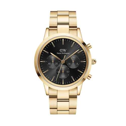 ساعت دنیل ولینگتون مردانه سه موتوره طلایی صفحه مشکی DW-5426-G