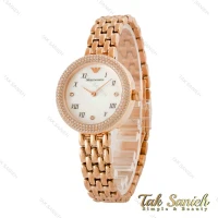 ساعت زنانه امپریو آرمانی رزگلد صفحه سفید دورنگین Michael-5431-L