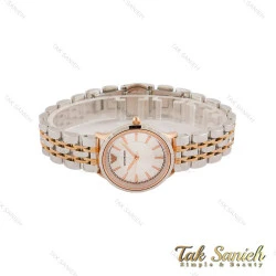 ساعت امپریو آرمانی زنانه دورنگ رزگلد صفحه سیلور ایندکس خطی Armani-5432-L