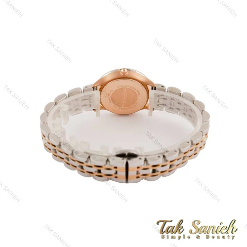 ساعت امپریو آرمانی زنانه دورنگ رزگلد صفحه سیلور ایندکس خطی Armani-5432-L