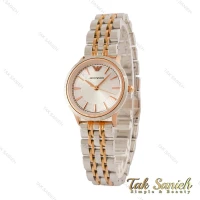 ساعت امپریو آرمانی زنانه دورنگ رزگلد صفحه سیلور ایندکس خطی Armani-5432-L