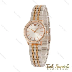 ساعت امپریو آرمانی زنانه دورنگ رزگلد صفحه سیلور ایندکس خطی Armani-5432-L