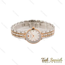 ساعت امپریوآرمانی زنانه دورنگ رزگلد صفحه سیلور شماره نگین Armani-5434-L