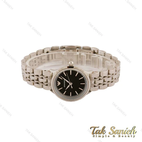 ساعت زنانه امپریو آرمانی سیلور صفحه مشکی شماره خطی Armani-5439-L