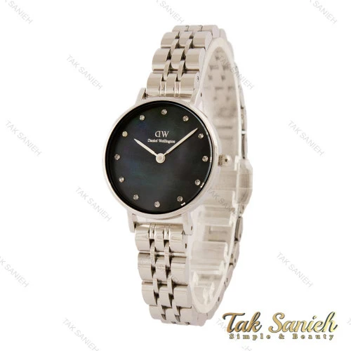 ساعت دنیل ولینگتون زنانه استیل صفحه مشکی صدفی DW-5448-L