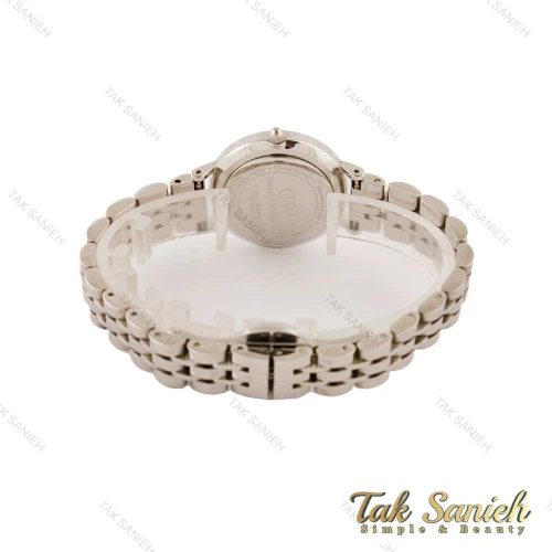 ساعت زنانه دنیل ولینگتون استیل صفحه سفید ایندکس نگین DW-5449-L