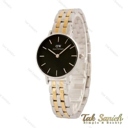 ساعت دنیل ولینگتون زنانه گرد فلزی دورنگ طلایی صفحه مشکی DW-5453-L