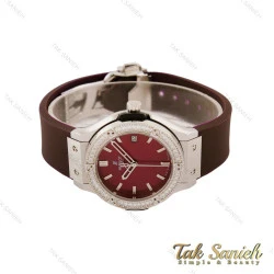 ساعت هابلوت زنانه قاب سیلور دورنگین زرشکی Hublot-5455-L