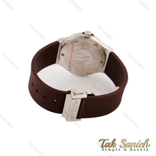 ساعت هابلوت زنانه قاب سیلور دورنگین زرشکی Hublot-5455-L