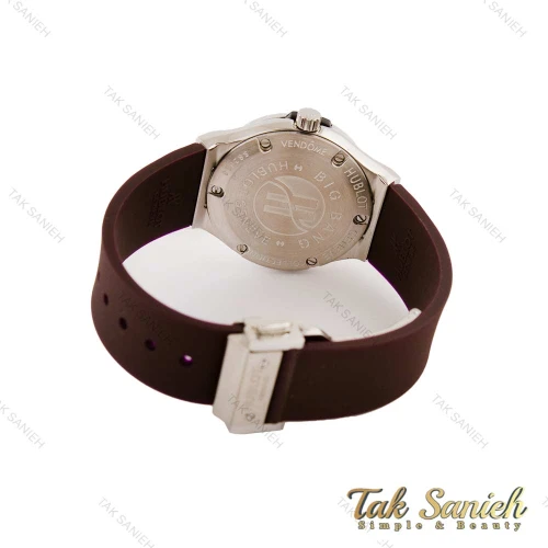 ساعت هابلوت زنانه قاب سیلور دورنگین زرشکی Hublot-5455-L