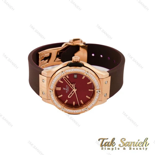 ساعت هابلوت زنانه دورنگین قاب رزگلد زرشکی Hublot-5456-L