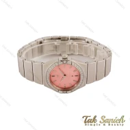 ساعت زنانه امگا کانسلیشن سیلور صفحه صورتی نگین دار Omega-5465-L
