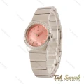 ساعت زنانه امگا کانسلیشن سیلور صفحه صورتی نگین دار Omega-5465-L