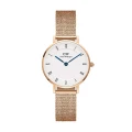 ساعت DW زنانه حصیری رزگلد صفحه سفید ایندکس یونانی DW-5505-L