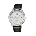ساعت مردانه کیو اند کیو چرمی سیلور صفحه سفید QQ-5534-G