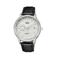 ساعت مردانه کیو اند کیو چرمی سیلور صفحه سفید QQ-5534-G