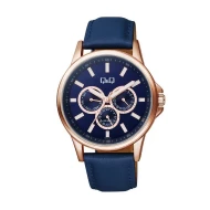 ساعت کیو کیو مردانه سه موتوره رزگلد سرمه ای QQ-5542-G