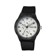 ساعت مچی کیو اند کیو مردانه سه موتوره مشکی صفحه سفید QQ-5544-G