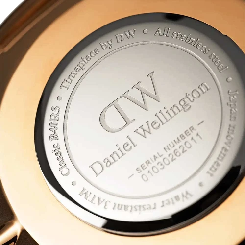 ساعت دنیل ولینگتون مردانه رزگلد بند چرم زرشکی DW-4692-G