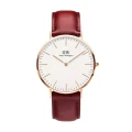 ساعت دنیل ولینگتون مردانه رزگلد بند چرم زرشکی DW-4692-G