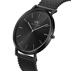ساعت دنیل ولینگتون مردانه بند حصیری تمام مشکی DW-4696-G