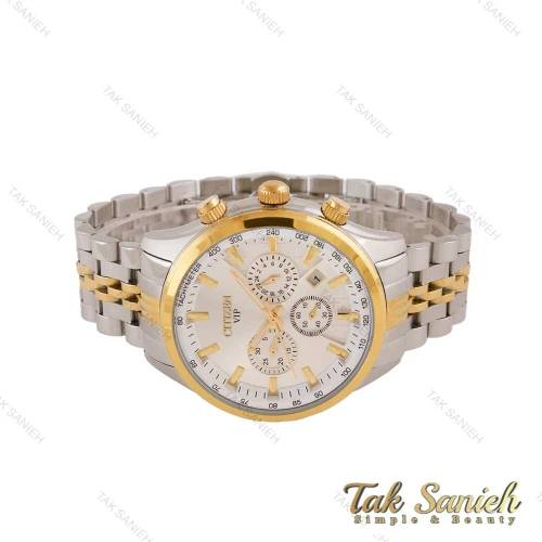 ساعت سیتیزن VIP مردانه سه موتوره طلایی نقره ای Citizen-4706-G